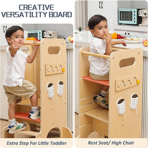 4 trong 1 Toddler bếp Phân Helper bé học tập tháp bằng gỗ Montessori trẻ em học tập tháp - Product Image 4