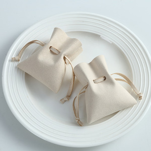 Microfiber Faux Leather Jewelry Bag Rectangular Drawstring <b>Storage</b> For Rings <b>Necklaces</b> Earrings Headphones Packaging - Product Image 1