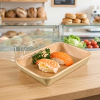 Boîte en papier kraft rectangulaire, récipient alimentaire, bols carrés pour sushis, fruits, sandwichs, pain, salades, emballage