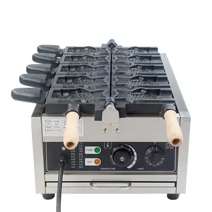 Máquina Eléctrica Taiyaki para hacer waffles, máquina para hacer waffles de 5 peces con boca abierta, Comercial