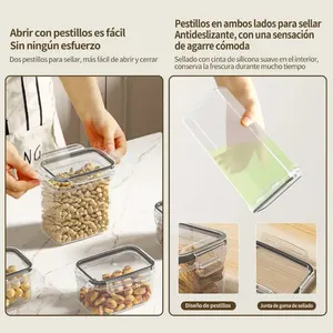 Contenants de stockage alimentaire hermétiques, rectangulaires, en plastique PP, empilables, organisateurs de cuisine pour céréales, collations, bonbons, design minimaliste - Product Image 2