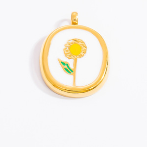 จี้สเตนเลสทรงดอกเดซี่แบบหยดน้ำมัน สำหรับทำสร้อยคอ รูปทรงดอกไม้ อุปกรณ์ตกแต่งเครื่องประดับ - Product Image 3