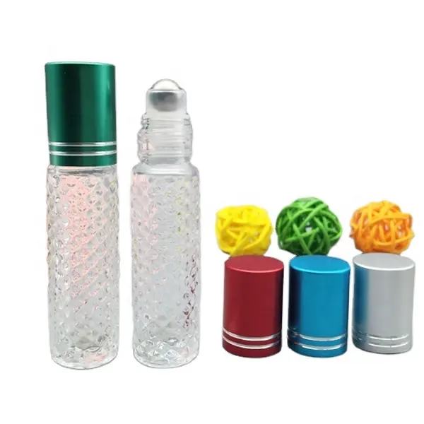 8ml essential oil roll on perfume bottle with metal stainless steel roller ball and aluminum cap