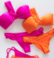 Ensemble de bikini personnalisé OEM, maillot de bain uni avec logo, maillot de bain asymétrique sexy, string triangle micro pour femme