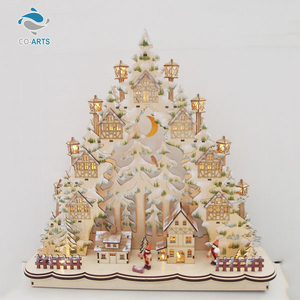 Design exquis décoration de la maison petit éclairage en bois artisanat vente chaude en bois éclairage LED maison ornements lumineux noël - Product Image 2