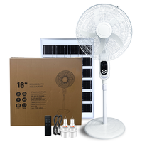 Usine OEM Moteur DC moderne à haute efficacité LED Maison Hauteur réglable Grand angle Ventilateur solaire extérieur 16 pouces Batterie au lithium