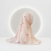 Voile Hijab Japonais Fin avec Strass, Bandana, Collections Fruits, Motif Fraise Mignon, Bawal, Motif Personnalisé, Taille et Logo
