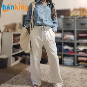 Ehanking da <span class=keywords><strong>donna</strong></span> <span class=keywords><strong>pantaloni</strong></span> larghi con coulisse in cotone e <span class=keywords><strong>lino</strong></span> <span class=keywords><strong>pantaloni</strong></span> larghi da <span class=keywords><strong>donna</strong></span> <span class=keywords><strong>pantaloni</strong></span> Casual larghi elasticizzati <span class=keywords><strong>pantaloni</strong></span> dritti con lacci - Product Image 6