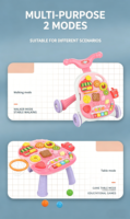 Marche-bébé multifonctionnel avec table d'activités amovible, marche-bébé et table de jeu 2 en 1, jouet éducatif