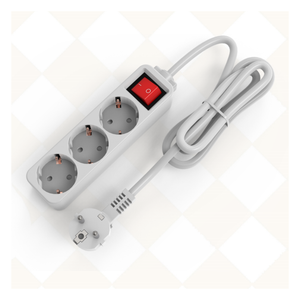 Enchufe de Extensión de 3 Vías con Conexión a Tierra, Estándar Europeo, con Cable de 1.5/3/5 Metros, Regleta de Alimentación Eléctrica con Interruptor - Product Image 6