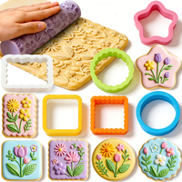 Ensemble de 7 emporte-pièces à biscuits, rouleau à texture florale, étoile, rond, rectangle, carré, emporte-pièces à dentelle pour la pâtisserie, moule à biscuits