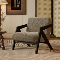 Canapé simple Chaise Richard French Mid-Century Style Salon Balcon Chaise de loisirs Canapé design en bois massif Chaise simple