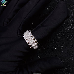 Anillos de Eternidad con Certificado GRA de Moissanita, Plata 925 Chapada en Oro, Engaste de Garra, Corte Baguette, Anillos de Boda de Lujo Unisex - Product Image 5