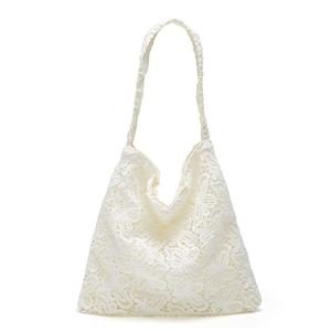 Bolso Tote de Lujo Blanco de Encaje Calado para Mujer, con Asa Única, Elegante, de Gran Capacidad, a la Moda, Tipo Hombro - Product Image 4