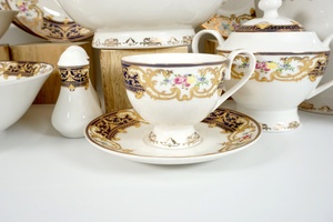 Vajilla clásica vintage dorada para 8 Erpson, vajilla india de Pakistán, plato de boda de cerámica de porcelana, juego de cena Floral - Product Image 6