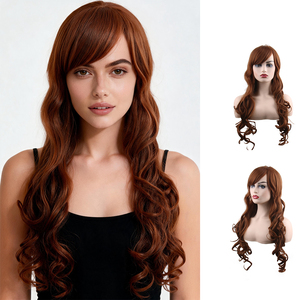 Perruque synthétique longue et bouclée à plusieurs tons, avec <span class=keywords><strong>frange</strong></span> latérale, résistante à la chaleur, pour femmes, idéale pour les vacances et les séances photo - Product Image 1