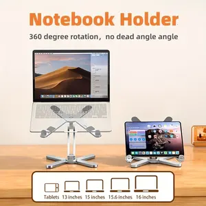 suporte colorido de liga de alumínio com duas camadas e base rotativa de 360 graus, suporte universal multifunção para laptop