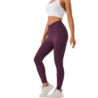 Pantalon de yoga taille haute en V pour femme, longueur cheville, avec double poche latérale, idéal pour le fitness, la course et l'entraînement