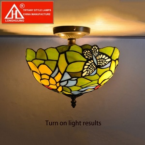 Lámpara de Mesa Estilo Tiffany LongHuiJing, Nueva Llegada, Lámpara de Noche con Pantalla de Vidrio Emplomado, Regalos Creativos - Product Image 1