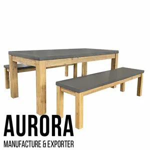 Высококачественный набор обеденных столов из смешанного материала, уличная мебель, деревянный бетонный стол из Вьетнама