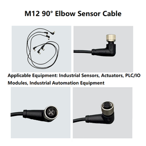 Connecteur M12 blindé sur mesure à 4 broches, coudé à 90 degrés, avec câble PVC pour capteurs, usage automobile, conducteur en cuivre pur - Product Image 2