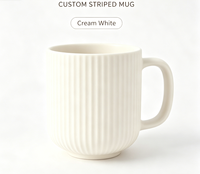 Tasse à café en porcelaine de haute qualité, style américain, à rayures verticales mates, en céramique, résistante au micro-ondes et au lave-vaisselle, tasse à latte