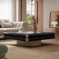 Table basse moderne de luxe en travertin, plateau ovale, base en bois massif, décoration pour salon, bureau à domicile, meubles