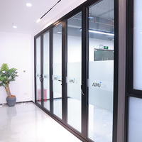 Porte pliante en verre AMJ NFRC insonorisée et étanche pour hôtel, villa, maison, porte en aluminium à rupture de pont thermique, verre feuilleté, portes pliantes