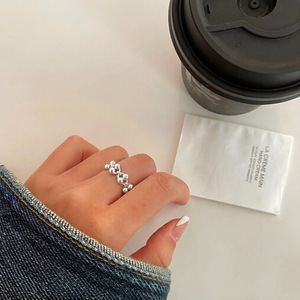Anillo de plata S925 con cuentas para mujer, joyería abierta para el dedo índice, uso diario - Product Image 5