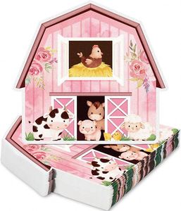 Animal Themed Decor <b>Disposable</b> Pink Barnyard Paper <b>Plates</b> for Birthday Party 10x10 in - Product Image 2