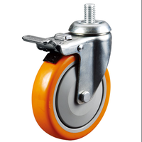 Prix usine industriel 125mm pivotant filetage roulette polyuréthane roue réfrigérateur roulette