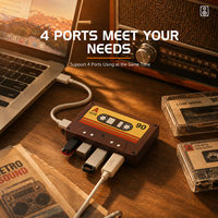 Hub USB Retro con Diseño de Cinta Magnética, Interfaces de Expansión para Computadora, Estación de Acoplamiento, Transferencia de Datos, Multi-Puerto, Tipo C
