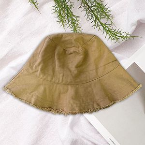 Japanese Style Frayed Edge Bucket Hat Canvas Foldable Washable Summer Sun Protection For Women - Product Image 3