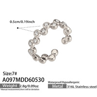 Bague ouverte élégante en acier inoxydable électroplaqué pour femme, avec zircon coloré en forme de cercle, design empilable et tendance