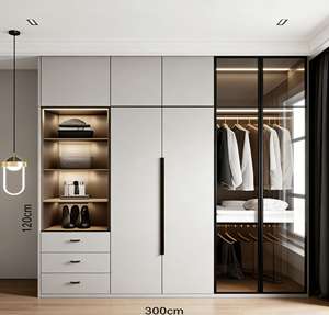 Luxury <b>White</b> Sliding Door Wardrobe - Glass Panels & LED Lighting, Open <b>Shelf</b> & Drawers, Bedroom Storage for Home - Product Image 2