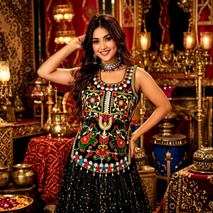 Blusa étnica de algodón con bordados coloridos y detalles de cuentas para mujer, ropa tradicional india y pakistaní para bodas. - Product Image 1