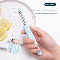 Nouvel éplucheur et couteau à fruits manuel 2-en-1 en acier inoxydable, design créatif pour couper les fruits