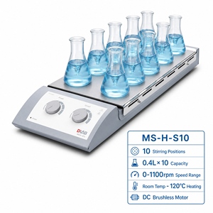 Agitatore Magnetico da Laboratorio a 10 Posizioni Multicanale con Piastra Riscaldante, 1100rpm, Riscaldamento 120°C, Motore DC Brushless per Miscelazione <span class=keywords><strong>Chimica</strong></span> - Product Image 1