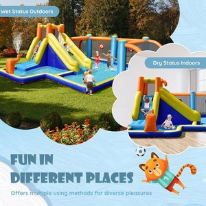Inflatable Water Slide <b>Bounce</b> House Kids Water Park Jump <b>Castle</b> With Dual Water Cannons Splash Pool Outdoor Party - Product Image 2