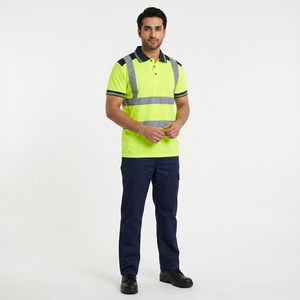 Men's <b>Hi</b> <b>Vis</b> Construction Custom Short Sleeves <b>T</b>-<b>Shirt</b> <b>Hi</b> <b>Vis</b> Workwear Reflective Safety Polo <b>T</b>-<b>Shirt</b> With Reflective Tape - Product Image 1