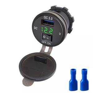 12-24V bleu LED double port QC3.0 <span class=keywords><strong>chargeur</strong></span> USB de <span class=keywords><strong>voiture</strong></span> adaptateur de prise de charge rapide pour véhicules camion <span class=keywords><strong>voiture</strong></span> marine RV - Product Image 6