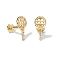 Boucles d'oreilles clous en argent sterling S925, design Andre Racquet, zirconium, pour femmes, sportives et élégantes
