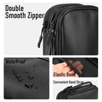 Organisateur de voyage en cuir imperméable grain litchi de qualité supérieure, conception double couche, sac d'accessoires unisexe pour ranger plusieurs objets