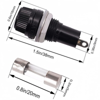Porte-fusible tubulaire en verre 5x20mm 10A/15A, Bloc de fusibles à vis 12V DC, Montage sur trou de douille 2 broches AC 250V 10A/125V 15A pour bateau et véhicule