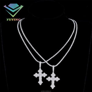 Precios más bajos, colgante cruzado con diamante moissanita VVS, pasa el test de diamantes, chapado en oro, plata de ley 925, certificado GRA, estilo Hiphop - Product Image 1
