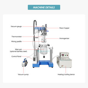 Reactor de laboratorio de acero inoxidable de vidrio de 5 litros, crema cosmética, loción emulsionante homogeneizadora Visual, mezclador emulsionante al vacío - Product Image 3
