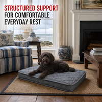 Matelas orthopédique pour chien gris matelassé à profil bas avec housse ajustée imperméable amovible