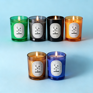 Grosir Wadah Lilin Pijat Silinder Kaca Warna-warni Mewah Buatan Tangan 8oz 10oz 15oz / Tempat Lilin untuk Lilin - Product Image 6