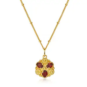 Fashion Jewelry Gold Plated Sterling Silver Necklaces Semi-Precious Gemstone Garnet Crystal 925 Silver Necklace for Women