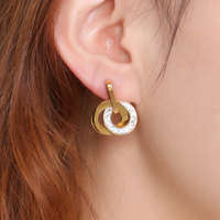 Nouvel accessoire en acier inoxydable, costume de sénior, Double anneau, pendentif, diamant, collier, boucles d'oreilles, costume de mode pour femmes